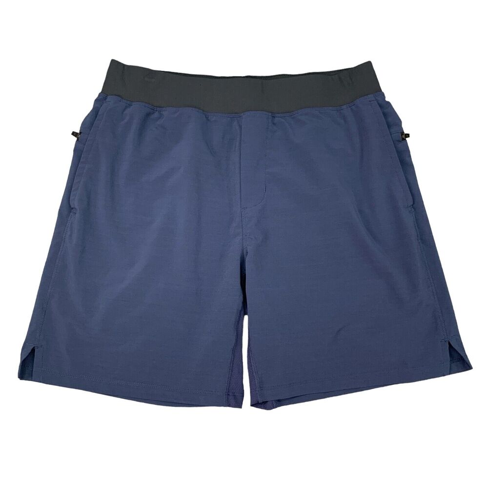 Fabletics Short Mens L Large Franchise Navy Blue Elastic Waistband Gym Workout